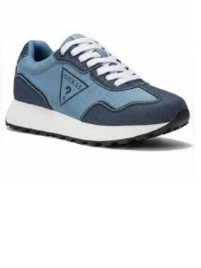 NEW Guess Blue Denim Chunky Platform Sneakers Triangle Logo Women’s